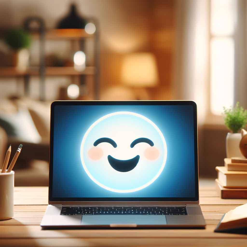 A smiling laptop after RescuTechs Sluggish Computer Fix Service.