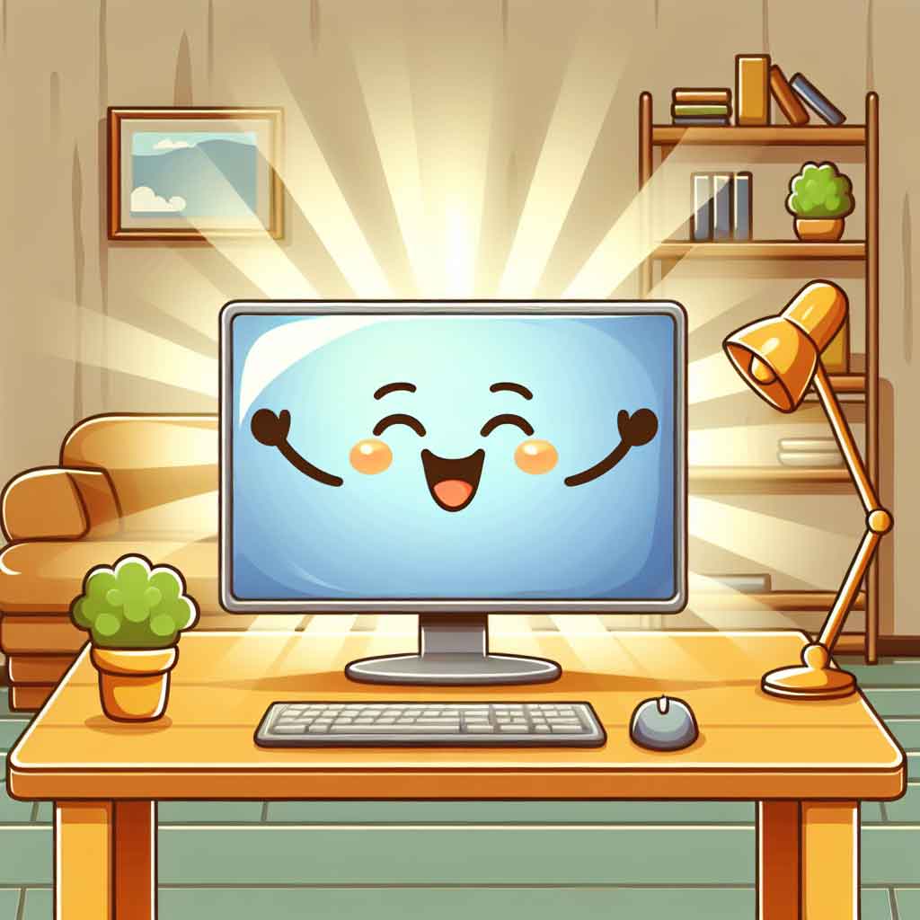 A smiling small business computer after RescuTechs Online IT Support Services